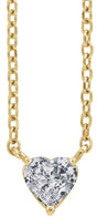 14K Gold Heart Natural White Sapphire Solitaire Necklace - Yellow Gold