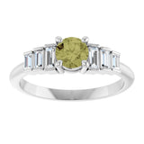 Platinum Round Natural Green Sapphire & Natural Diamond Accented Ring - view 3