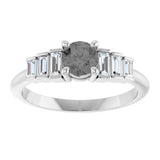 Platinum Round Natural Gray Spinel & Natural Diamond Accented Ring - view 3