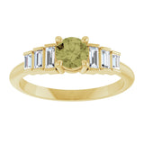 14K Gold Round Natural Green Sapphire & Natural Diamond Accented Ring - Yellow Gold - view 3