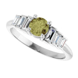 14K Gold Round Natural Green Sapphire & Natural Diamond Accented Ring - White Gold - view 5