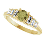 14K Gold Round Natural Green Sapphire & Natural Diamond Accented Ring - Yellow Gold - view 5