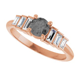 14K Gold Round Natural Gray Spinel & Natural Diamond Accented Ring - Rose Gold - view 5
