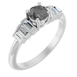 Platinum Round Natural Gray Spinel & Natural Diamond Accented Ring