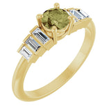 14K Gold Round Natural Green Sapphire & Natural Diamond Accented Ring - Yellow Gold