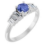 Platinum Round Natural Tanzanite & Natural Diamond Accented Ring