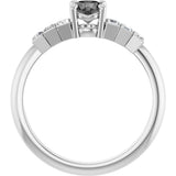 14K Gold Round Natural Gray Spinel & Natural Diamond Accented Ring - White Gold - view 2