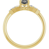 14K Gold Round Natural Gray Spinel & Natural Diamond Accented Ring - Yellow Gold - view 2