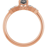 14K Gold Round Natural Gray Spinel & Natural Diamond Accented Ring - Rose Gold - view 2