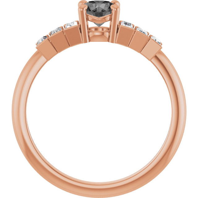 14K Gold Round Natural Gray Spinel & Natural Diamond Accented Ring - Rose Gold - view 2