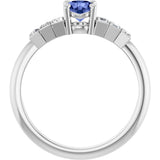 14K Gold Round Natural Tanzanite & Natural Diamond Accented Ring - White Gold - view 2