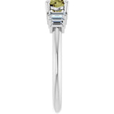 Platinum Round Natural Green Sapphire & Natural Diamond Accented Ring - view 4