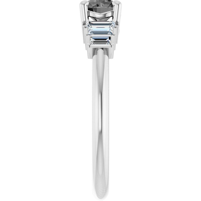 14K Gold Round Natural Gray Spinel & Natural Diamond Accented Ring - White Gold - view 4