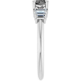 Platinum Round Natural Gray Spinel & Natural Diamond Accented Ring - view 4