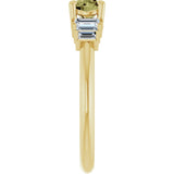 14K Gold Round Natural Green Sapphire & Natural Diamond Accented Ring - Yellow Gold - view 4
