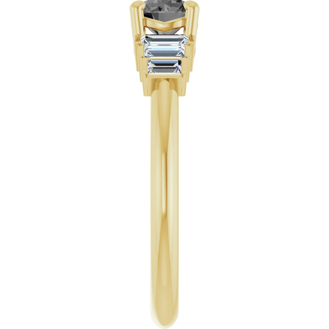 14K Gold Round Natural Gray Spinel & Natural Diamond Accented Ring - Yellow Gold - view 4