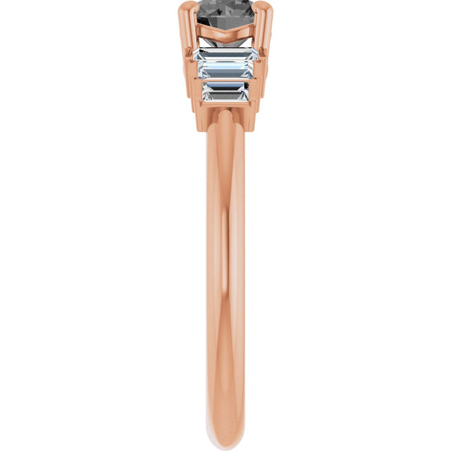 14K Gold Round Natural Gray Spinel & Natural Diamond Accented Ring - Rose Gold - view 4