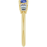 14K Gold Round Natural Tanzanite & Natural Diamond Accented Ring - Yellow Gold - view 4