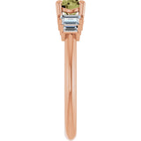 14K Gold Round Natural Green Sapphire & Natural Diamond Accented Ring - Rose Gold - view 4
