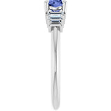 14K Gold Round Natural Tanzanite & Natural Diamond Accented Ring - White Gold - view 4