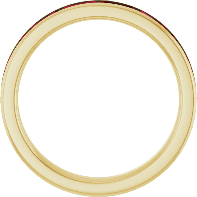 14K Gold Lab-Grown Ruby Straight Baguette Stackable Ring - Yellow Gold - view 2