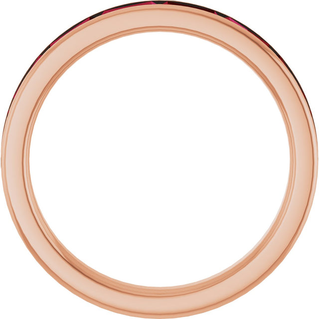 14K Gold Lab-Grown Ruby Straight Baguette Stackable Ring - Rose Gold - view 2