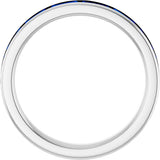 14K Gold Natural Blue Sapphire Straight Baguette Stackable Ring - White Gold - view 2