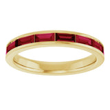 14K Gold Lab-Grown Ruby Straight Baguette Stackable Ring - Yellow Gold - view 3