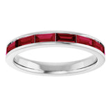 14K Gold Lab-Grown Ruby Straight Baguette Stackable Ring - White Gold - view 3