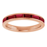 14K Gold Lab-Grown Ruby Straight Baguette Stackable Ring - Rose Gold - view 3
