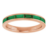 14K Gold Lab-Grown Emerald Straight Baguette Stackable Ring - Rose Gold - view 4