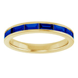 14K Gold Natural Blue Sapphire Straight Baguette Stackable Ring - Yellow Gold - view 3