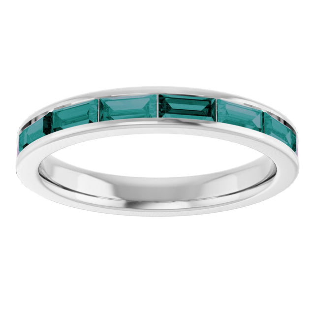 14K Gold Lab-Grown Alexandrite Straight Baguette Stackable Ring - White Gold - view 3
