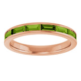 14K Gold Natural Peridot Straight Baguette Stackable Ring - Rose Gold - view 3