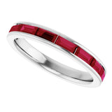 14K Gold Lab-Grown Ruby Straight Baguette Stackable Ring - White Gold - view 5