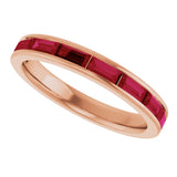 14K Gold Lab-Grown Ruby Straight Baguette Stackable Ring - Rose Gold - view 5