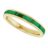 14K Gold Natural Emerald Straight Baguette Stackable Ring - Yellow Gold - view 5