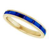 14K Gold Natural Blue Sapphire Straight Baguette Stackable Ring - Yellow Gold - view 5