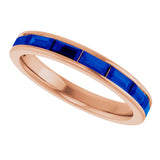 14K Gold Lab-Grown Blue Sapphire Straight Baguette Stackable Ring - Rose Gold - view 5