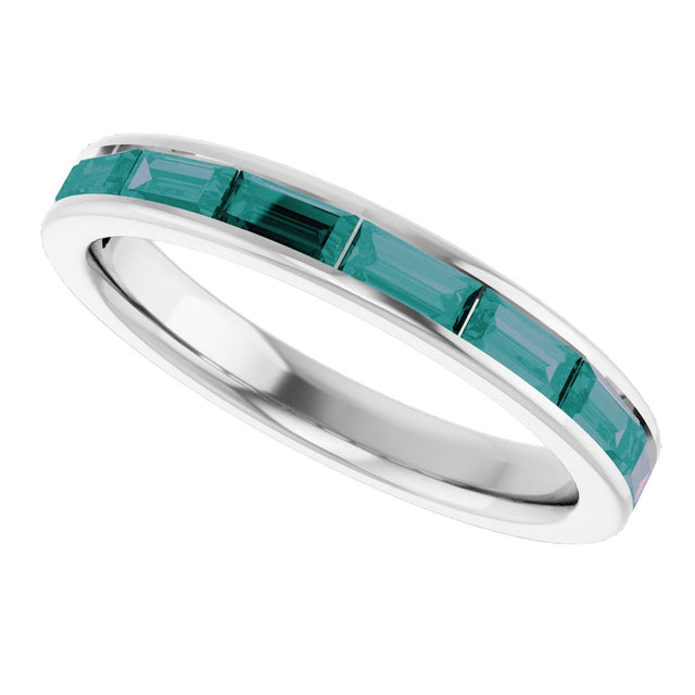 14K Gold Lab-Grown Alexandrite Straight Baguette Stackable Ring - White Gold - view 5