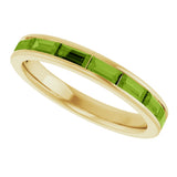 14K Gold Natural Peridot Straight Baguette Stackable Ring - Yellow Gold - view 5