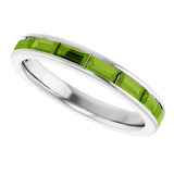 14K Gold Natural Peridot Straight Baguette Stackable Ring - White Gold - view 5