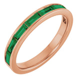 14K Gold Lab-Grown Emerald Straight Baguette Stackable Ring - Rose Gold