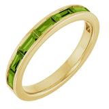 14K Gold Natural Peridot Straight Baguette Stackable Ring - Yellow Gold