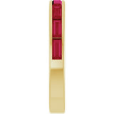 14K Gold Natural Ruby Straight Baguette Stackable Ring - Yellow Gold - view 3