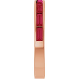 14K Gold Lab-Grown Ruby Straight Baguette Stackable Ring - Rose Gold - view 4