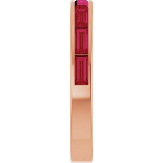 14K Gold Lab-Grown Ruby Straight Baguette Stackable Ring - Rose Gold - view 4