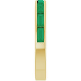 14K Gold Natural Emerald Straight Baguette Stackable Ring - Yellow Gold - view 4