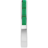 14K Gold Natural Emerald Straight Baguette Stackable Ring - White Gold - view 4