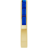 14K Gold Natural Blue Sapphire Straight Baguette Stackable Ring - Yellow Gold - view 4